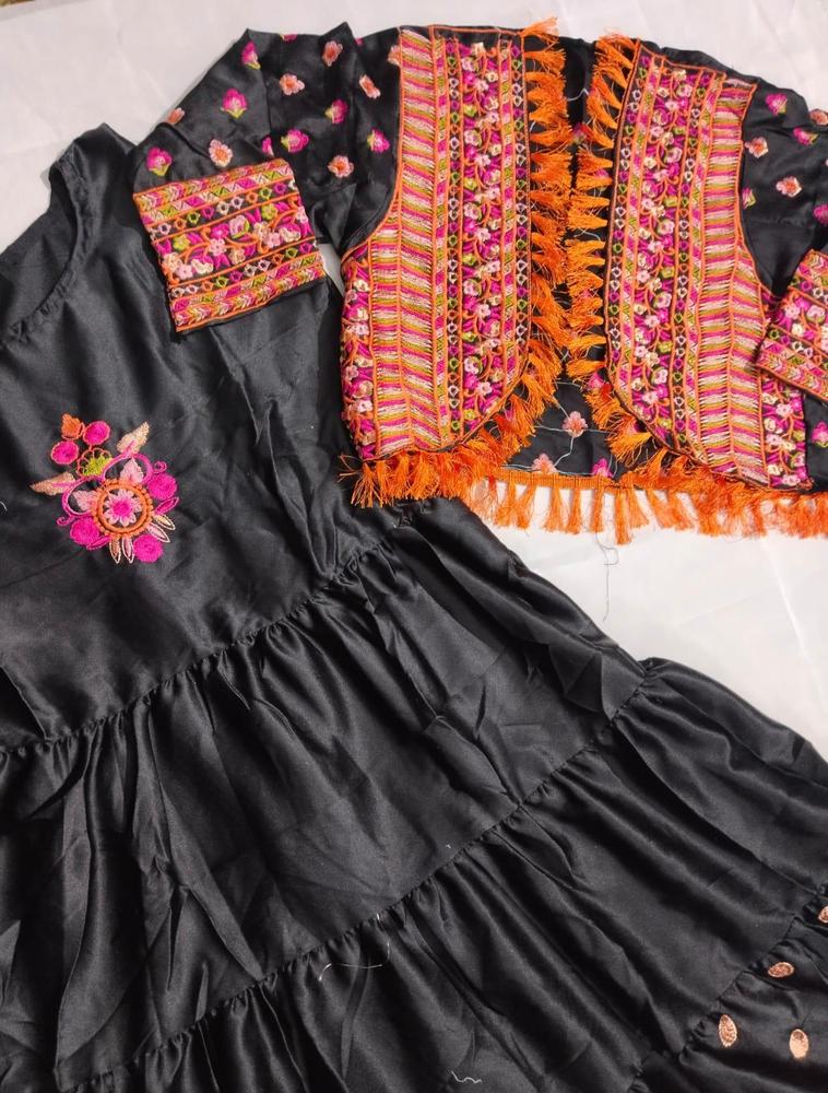 Shamoz Silk Eid Dress Set with Embroidery & Tassels