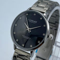Women Stainless Steel Analogue Watch Dark Blue Crystal Markers
