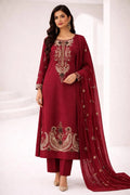 Maroon Embroidered Lawn 3Pcs Set for Women