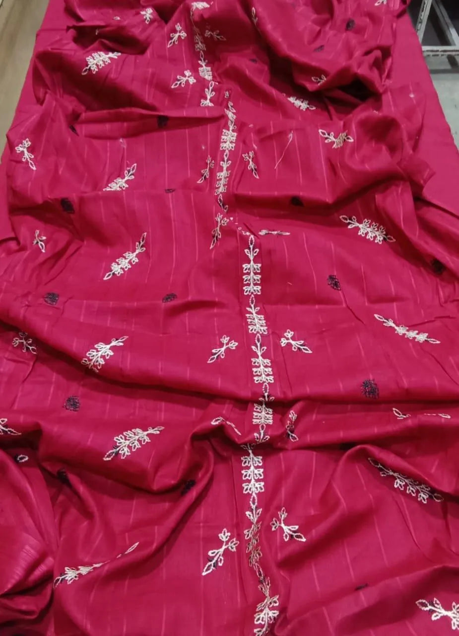 Maroon Embroidered Lawn 3Pcs Set for Women