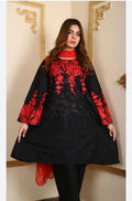 Black Red Embroidered 2-Piece Women's Suit