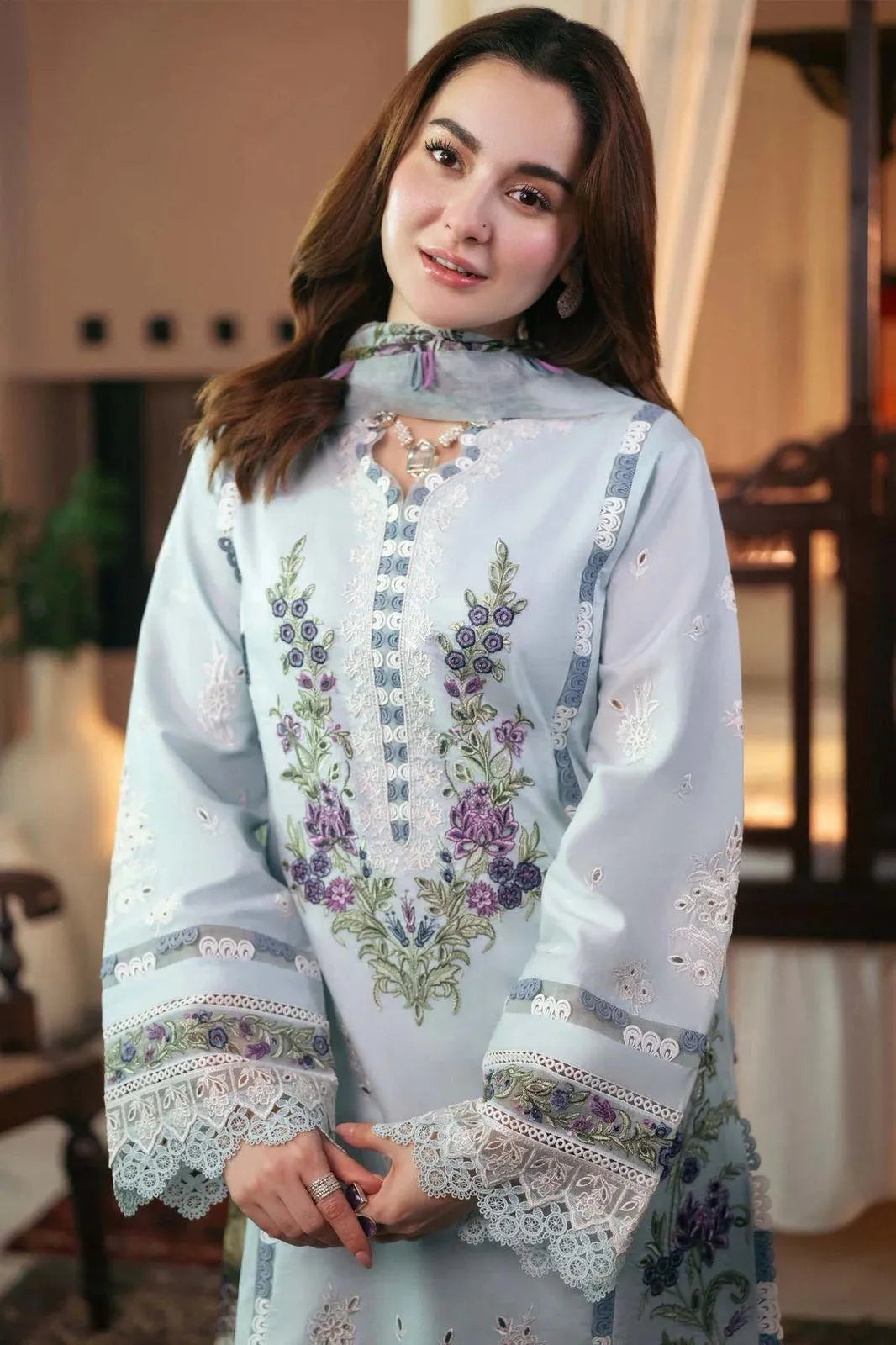 Unstitched Chikankari Lawn Suit for Women Eid Wedding