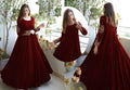 Maroon Embroidered 3Pc Gown Set Medium