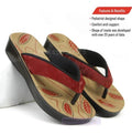Women's Red Leaf Pattern Slippers with Arch Support