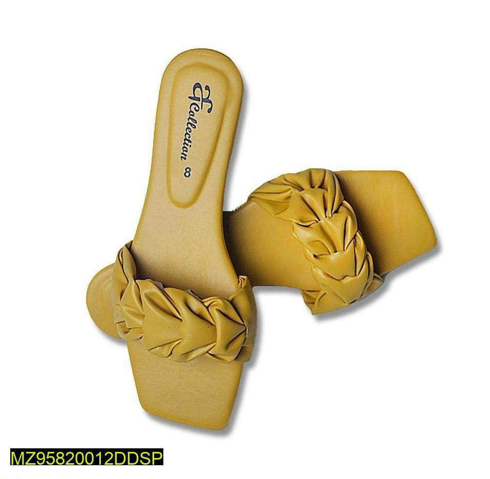 Yellow Ruched Strap Flat Sandals for Women