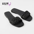 Women's Black Braided Rexene Slipper Size 6-11