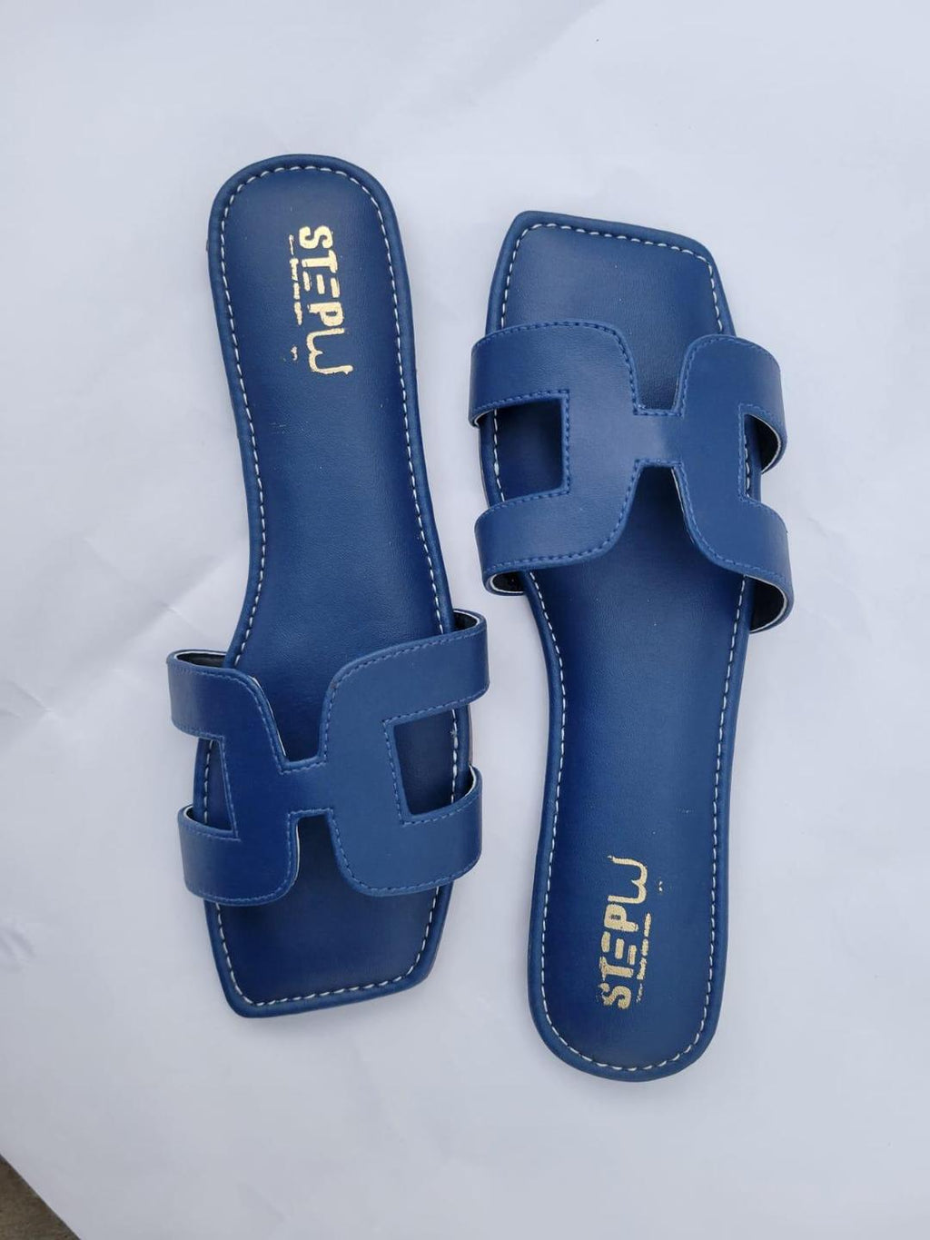 Blue H-Strap Rexine Sandals for Women