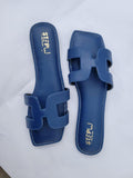 Blue H-Strap Rexine Sandals for Women