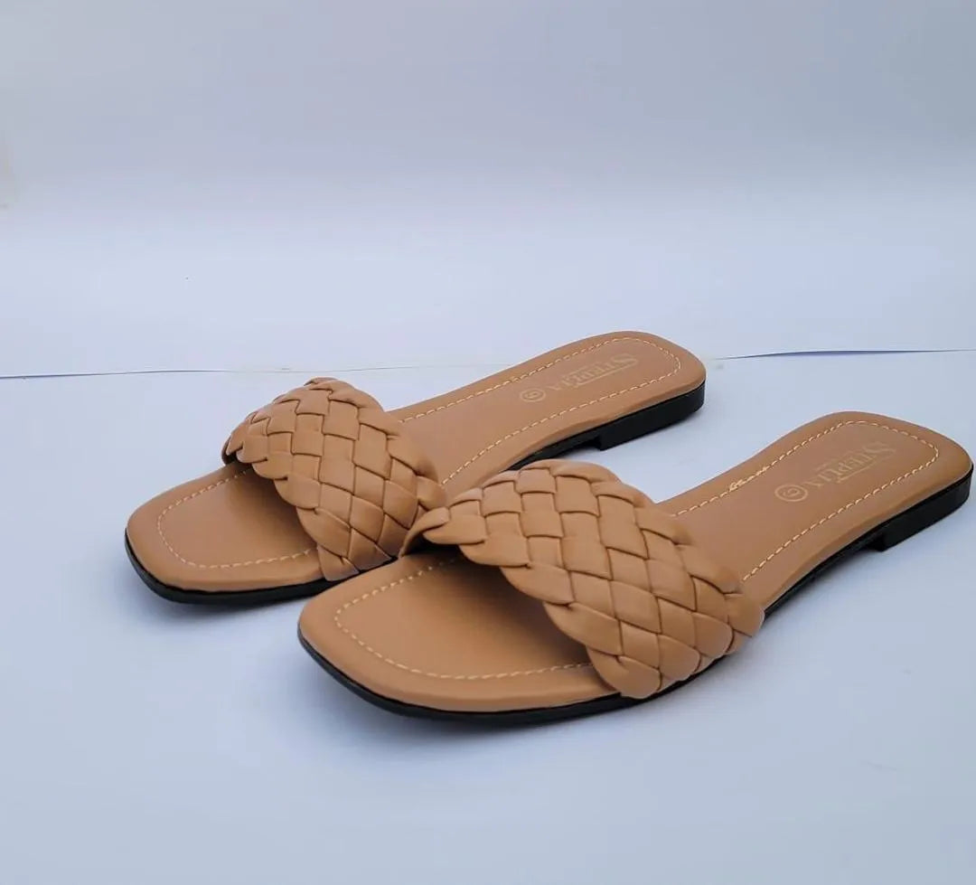 Brown Woven Flat Sandals for Women Pakistan