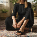 Women's Black Rexine Fancy Flats Size 6-11