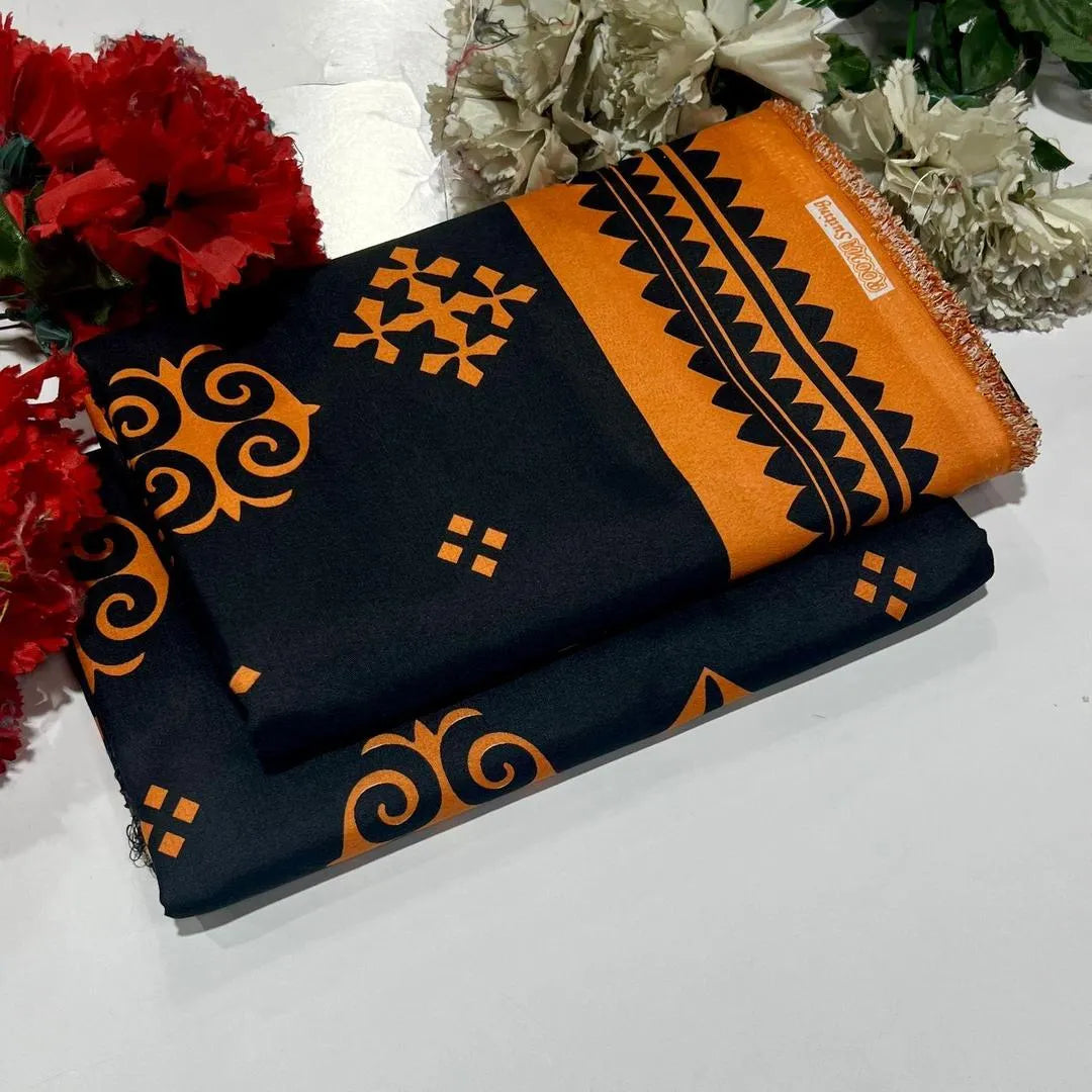 Orange Printed Polo Cotton Shirt & Trouser Set 2 Pcs
