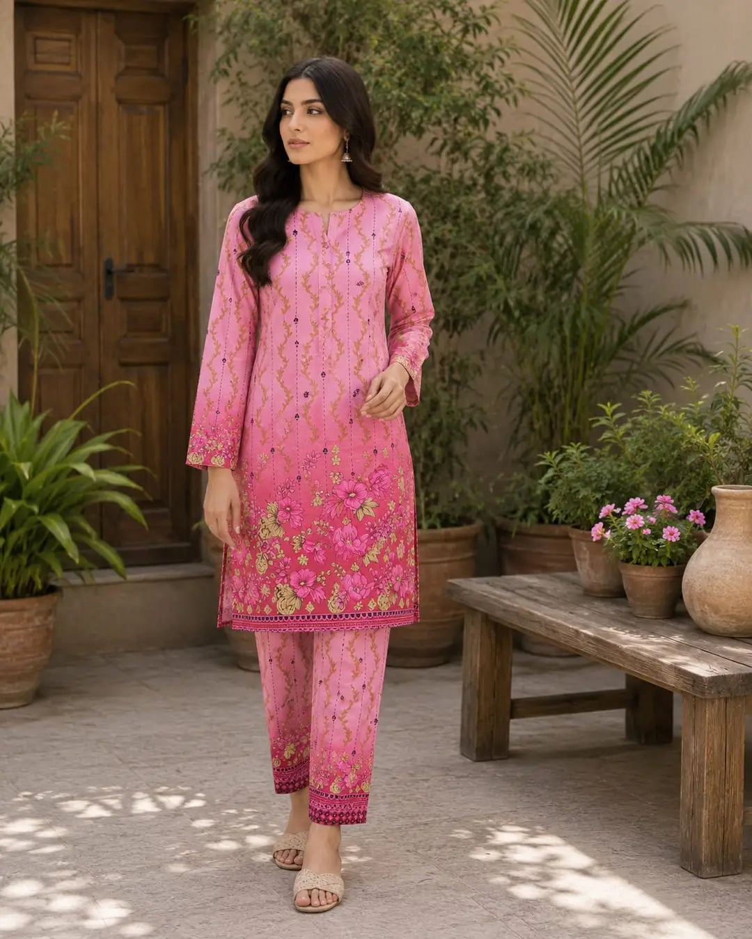 2 Pcs Women's Unstitched Printed Suit