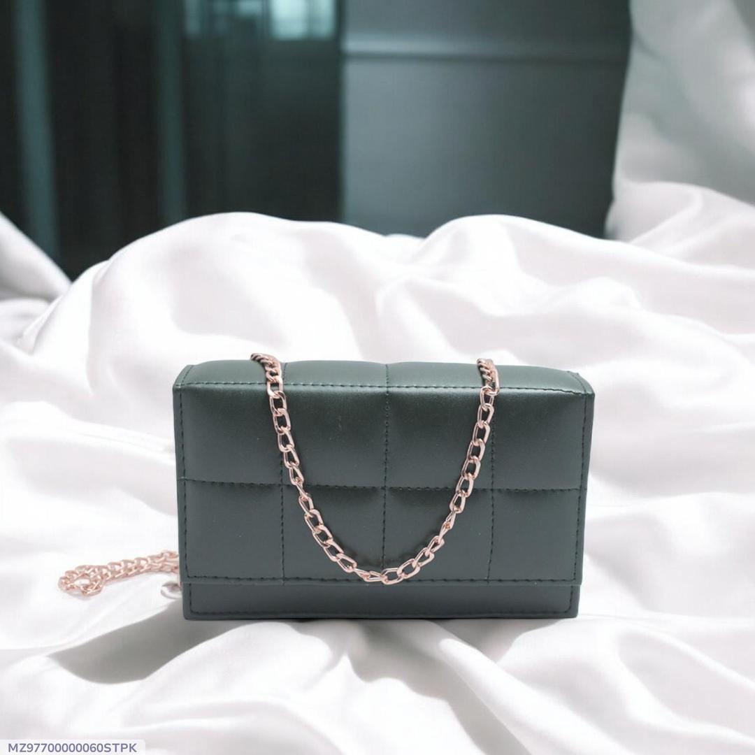 Green Crossbody Bag for Girls with Rose Gold Chain