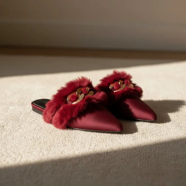 Elegant fur mules designed
