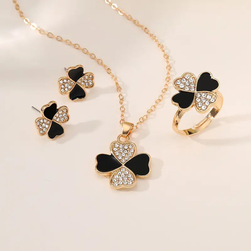 Red Four-leaf Clover Jewelry Set for Women