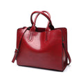 Blue Leather Shoulder Bag for Women Retro Style