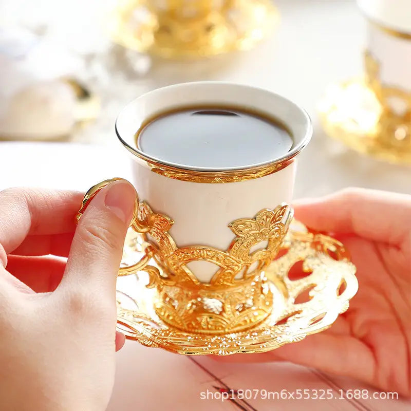 Gold 2-Cup Saucer Gift Box for Coffee