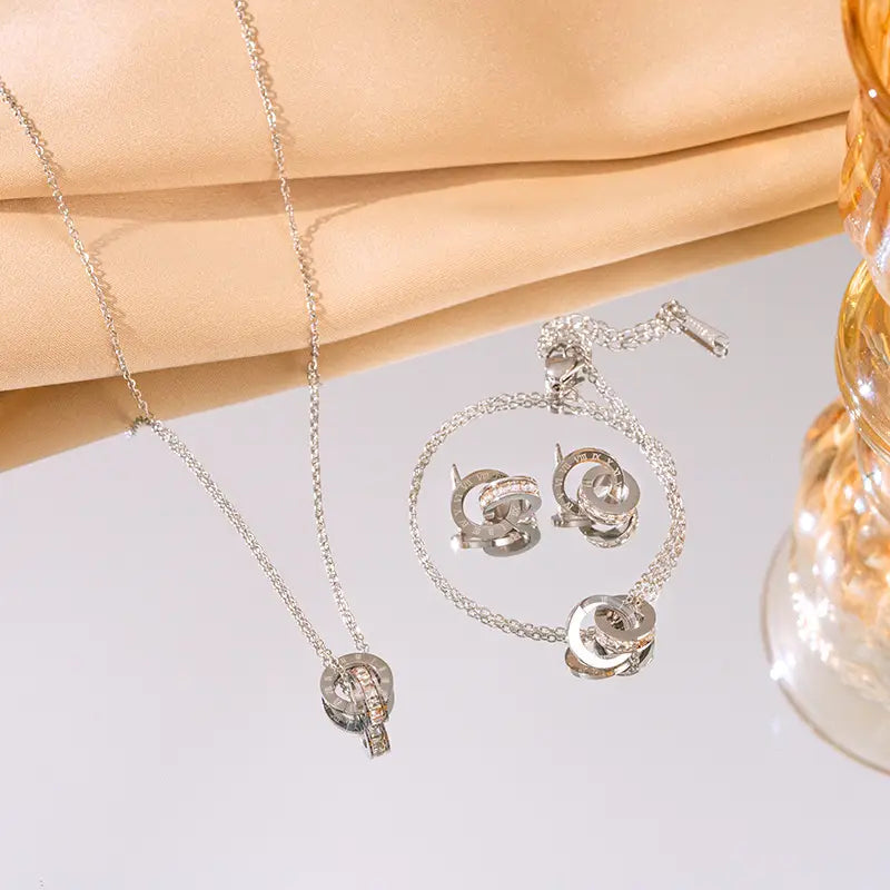 Gold Titanium Necklace Set for Women Fashion Jewelry