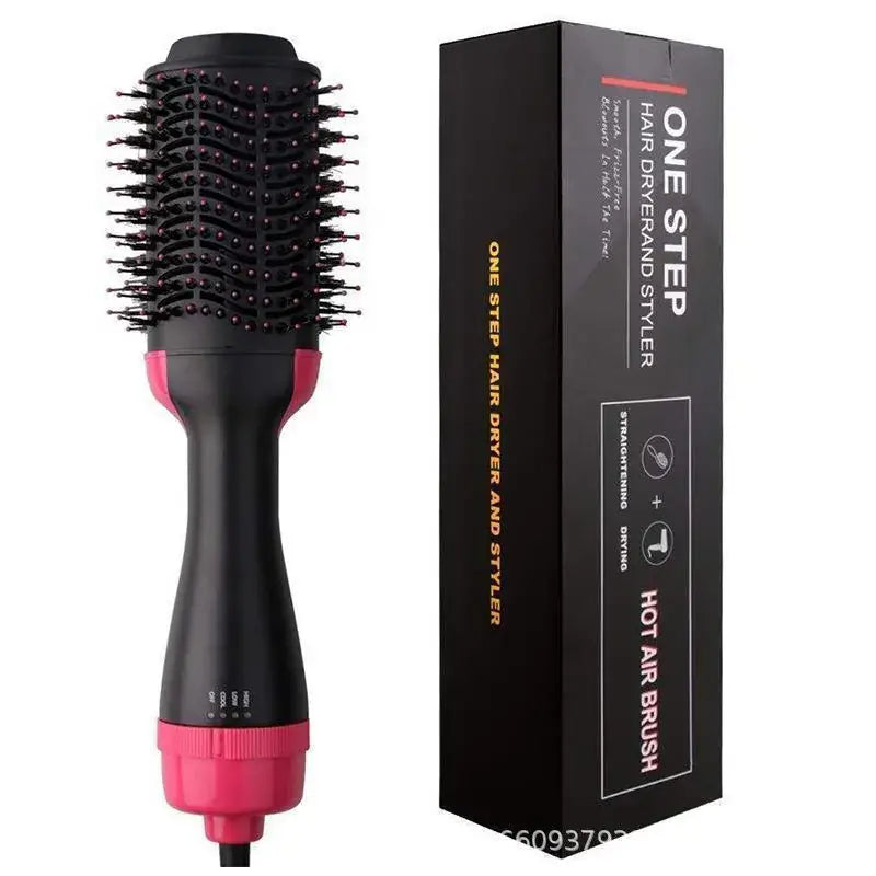 Hot Air Hair Straightener with Pink Brush & Negative Ion Technology