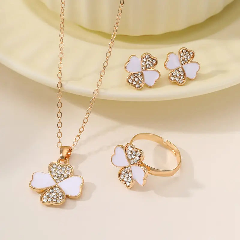 Red Four-leaf Clover Jewelry Set for Women