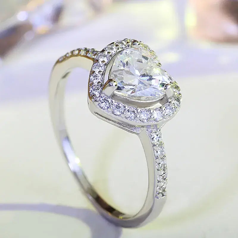 Heart Zircon Ring for Women Love Jewelry