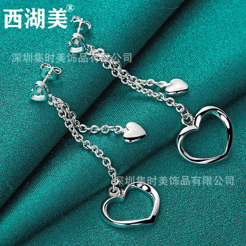 Silver Heart Earrings for Women's Jewelry
