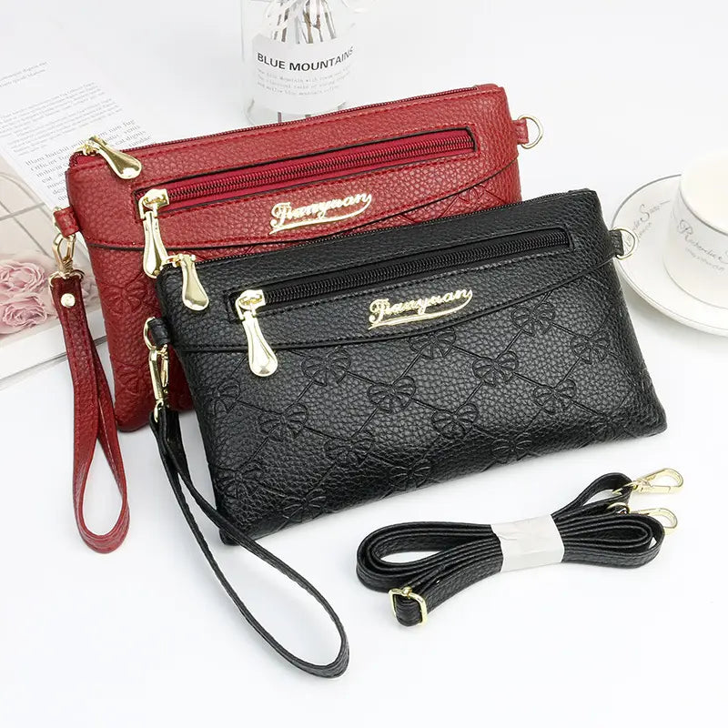Black Embossed Crossbody Bag for Women