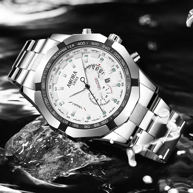 Amora Swiss Men's Chronograph Watch Black Stainless