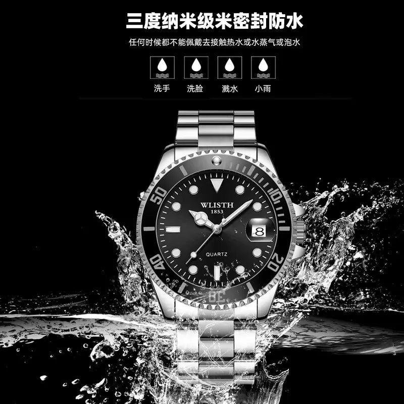 Men's Green Chronograph Watch with Stainless Steel Band