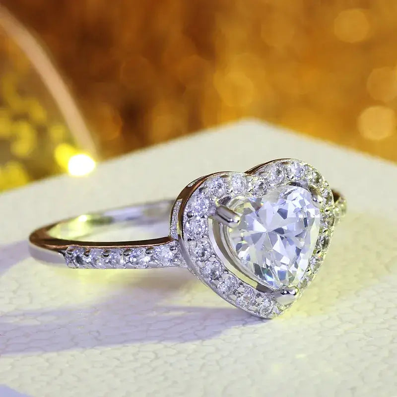 Heart Zircon Ring for Women Love Jewelry