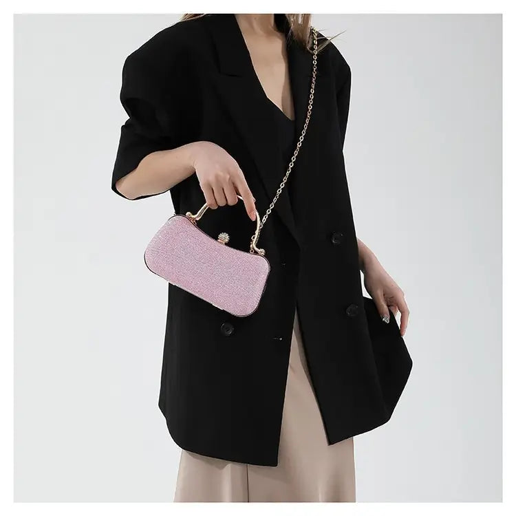 Textured Gold Women's Shoulder Bag with Chain Crossbody