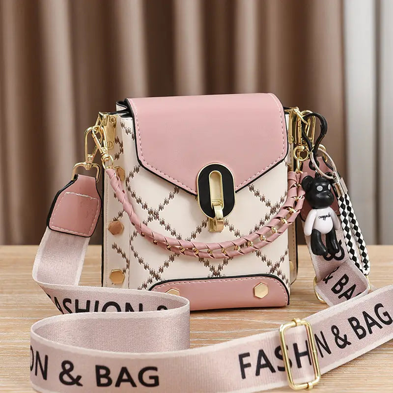 Women's Crossbody Phone Bag Beige Pvc Square Design