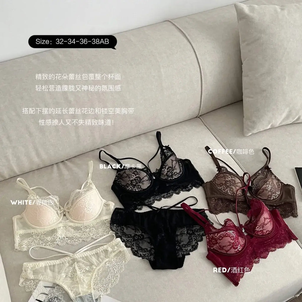 Ultra-Thin Lace Bra Set for Women Big Breasts