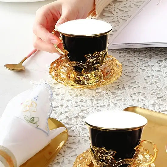 Gold 2-Cup Saucer Gift Box for Coffee