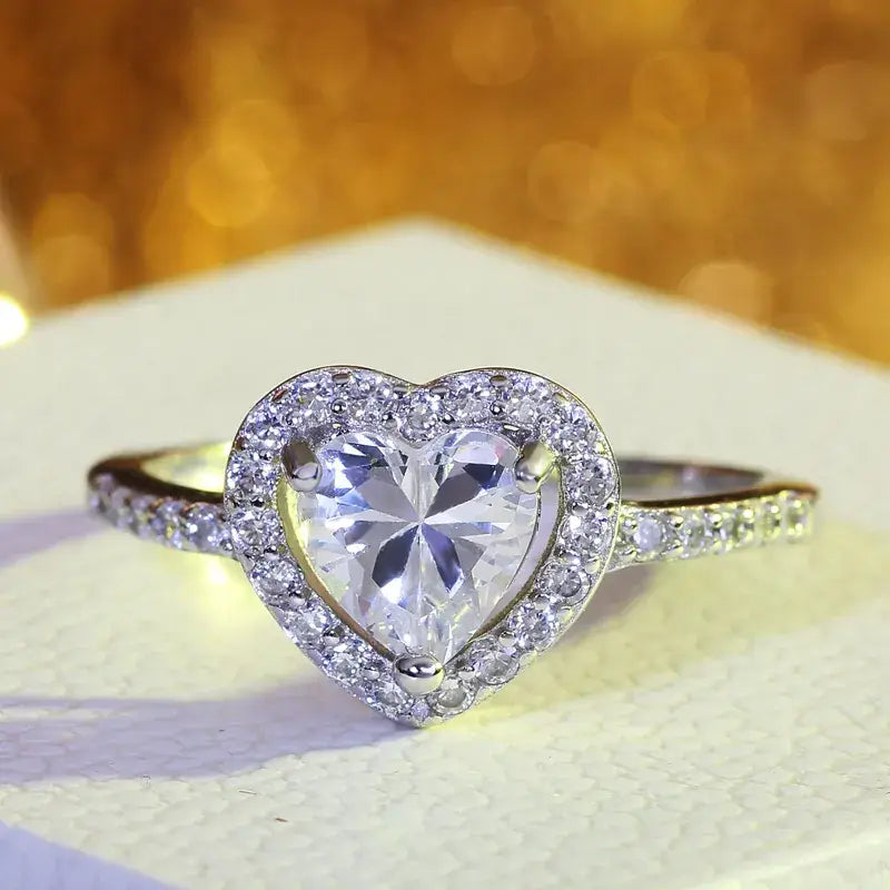 Heart Zircon Ring for Women Love Jewelry