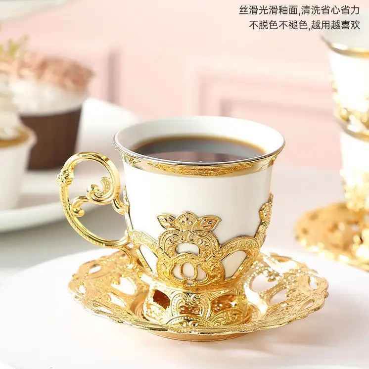 Gold 2-Cup Saucer Gift Box for Coffee