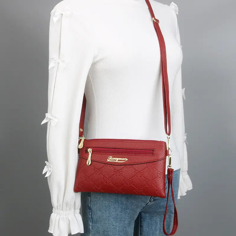 Black Embossed Crossbody Bag for Women
