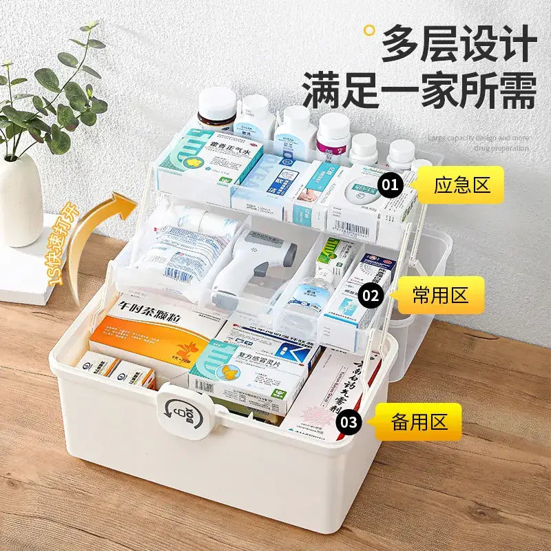 Younai Multi-Layer Medicine Storage Box White