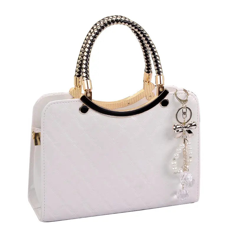 White Women's Crossbody Bag with Pearl Tassel