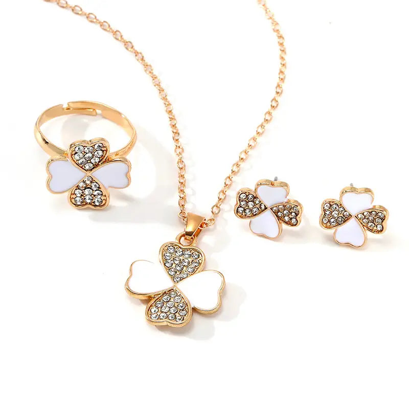 Red Four-leaf Clover Jewelry Set for Women