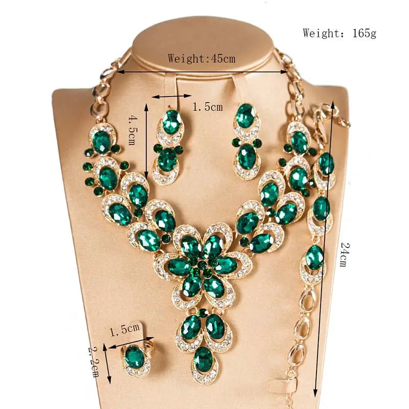 Exaggerated Crystal Flower Necklace Set for Women