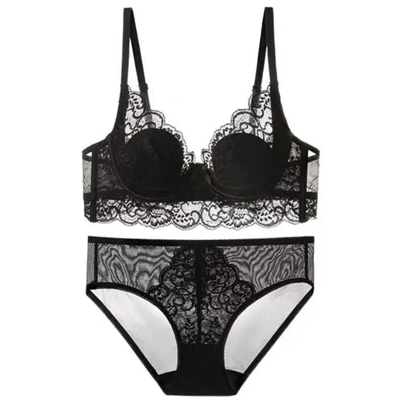 Black Lace Bra Large Bust Anti-Sagging Minimizer