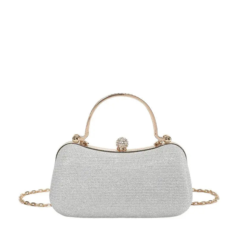 Textured Gold Women's Shoulder Bag with Chain Crossbody
