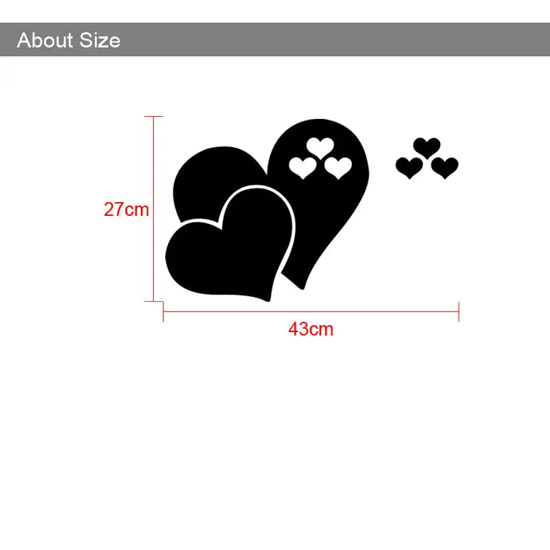 3D Acrylic Heart Mirror Wall Stickers for Living Room Decor