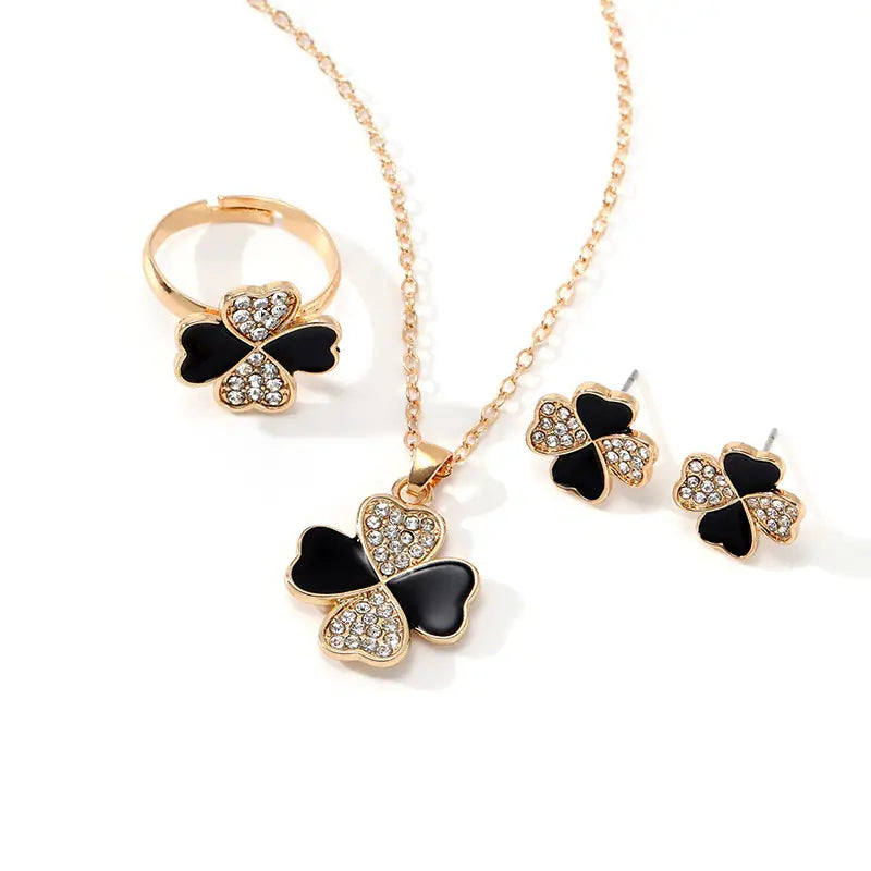 Red Four-leaf Clover Jewelry Set for Women