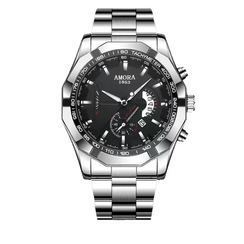Amora Swiss Men's Chronograph Watch Black Stainless