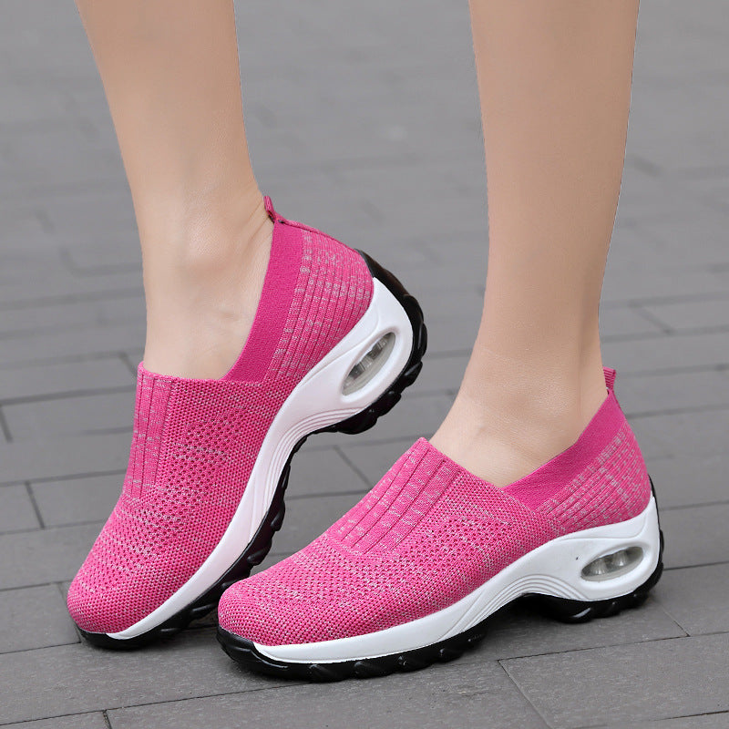 Women's Shoes Summer Soft Sole Breathable Walking Mom Shoes Middle-Aged Mesh Casual Sports Shoes Lazy Slip-On Shoes for Women