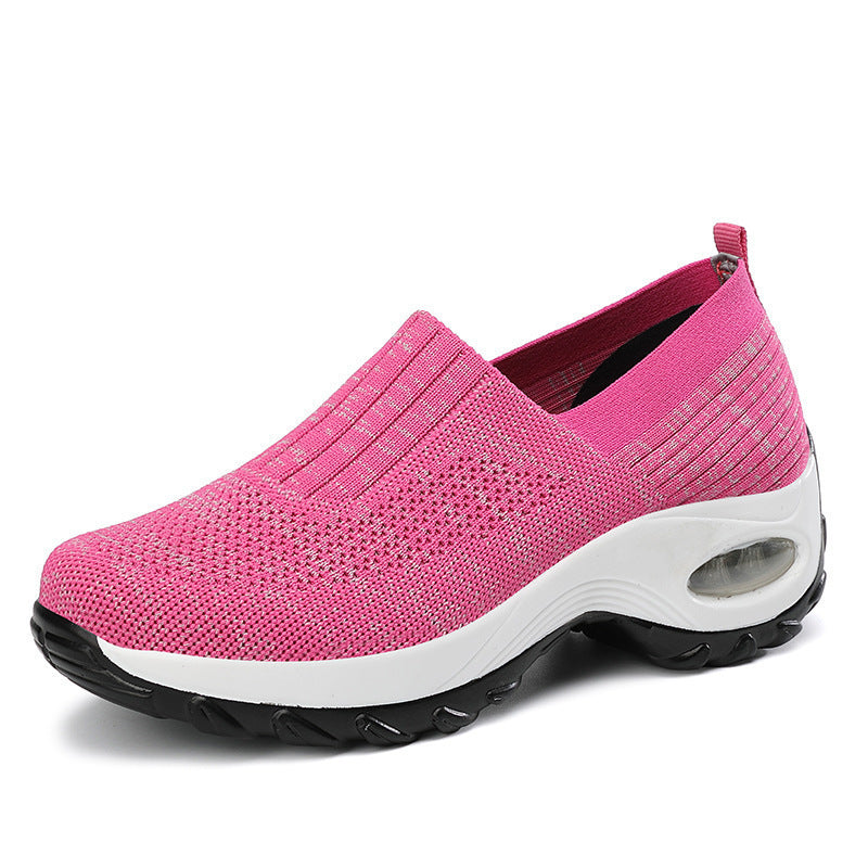 Women's Shoes Summer Soft Sole Breathable Walking Mom Shoes Middle-Aged Mesh Casual Sports Shoes Lazy Slip-On Shoes for Women