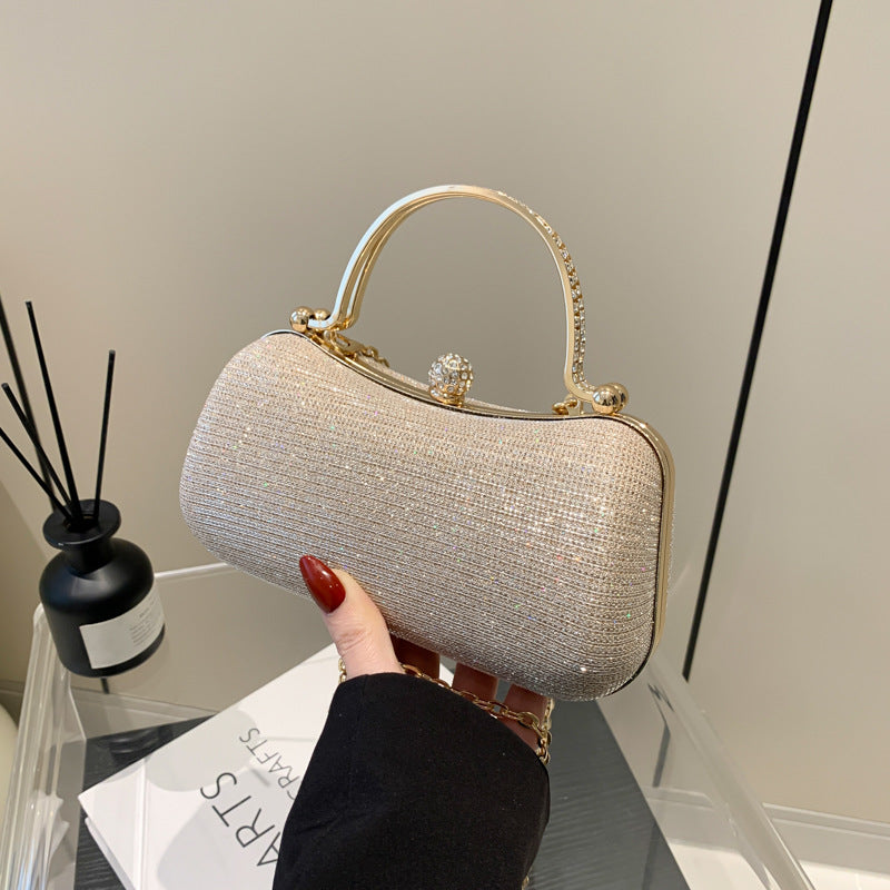 Women's Gentle Fashion Handbag 2024 Spring New All-match Ins Shoulder Crossbody Bag Chain Small Square Bag for Women