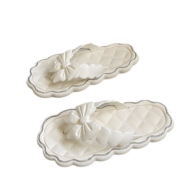 New Style Flip-Flops with Bow, Beach Sandals, Soft Sole, Summer Outdoor Wear, Women's Flat Comfortable Cloud Sandals